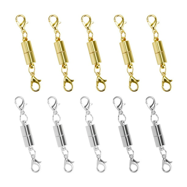 10Pcs Magnetic Clever Clasp Magnetic Lock with Lobster Clasp Hook DIY Craft 